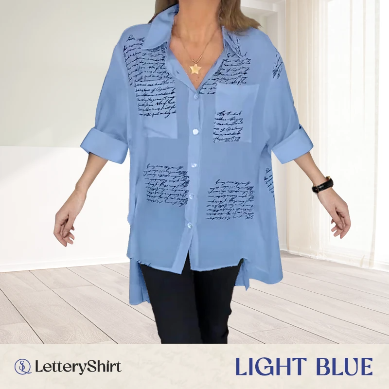 Letter Print Gauze Button Shirt