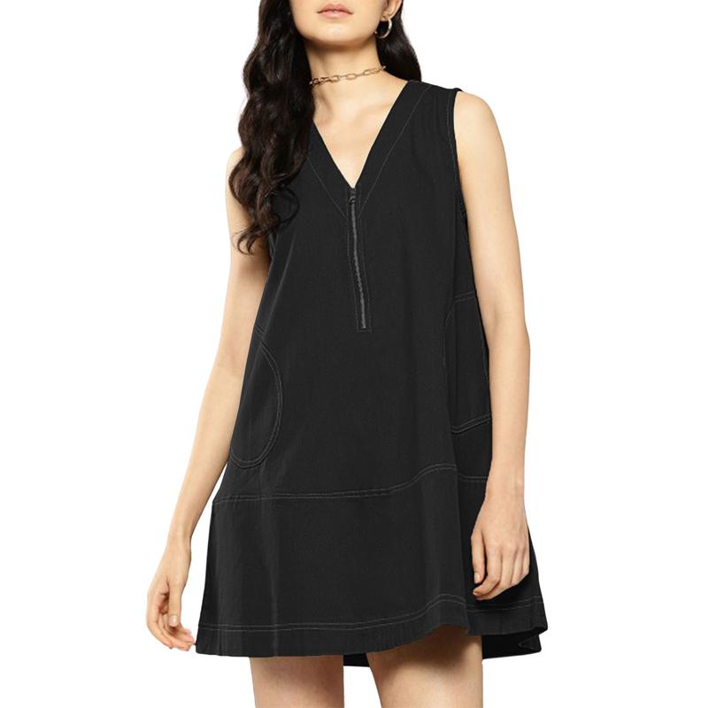 Women's Half Zip Dress Colorblock A Line Mini Dresses with Pockets (Buy 2 Free Shipping!!!)