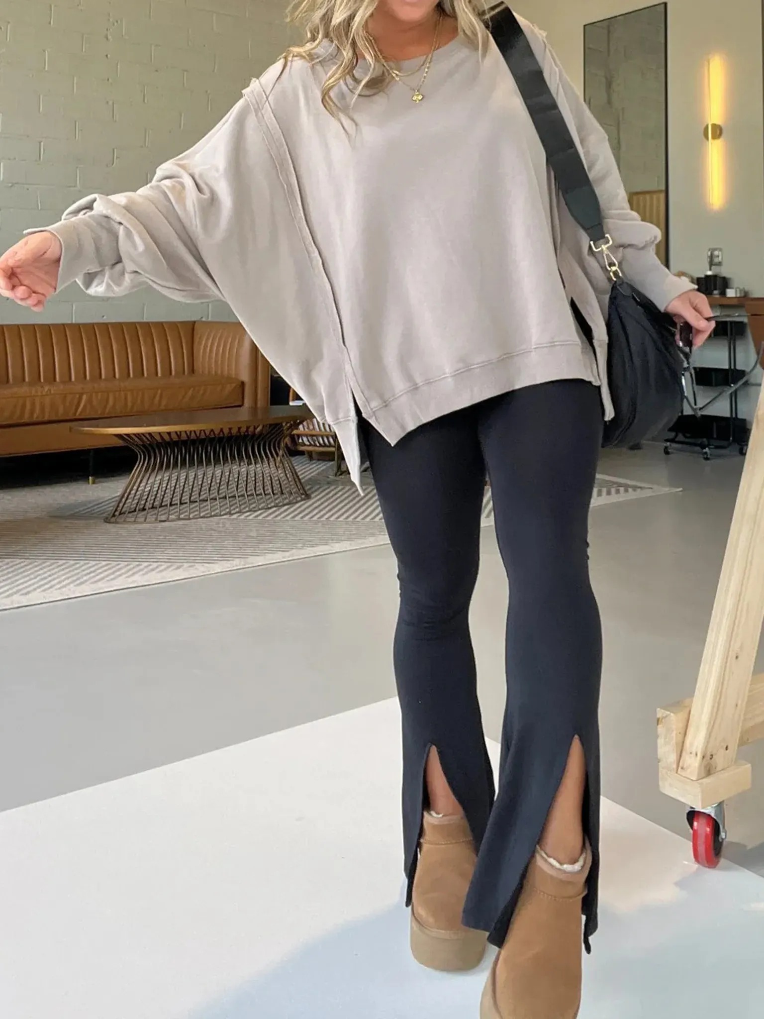 WOMEN'S CASUAL SLIT SWEATSHIRT