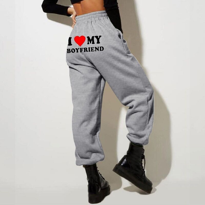 I Love My BF/GF with Heart Pattern Pants Valentine's Day Gift for Lover
