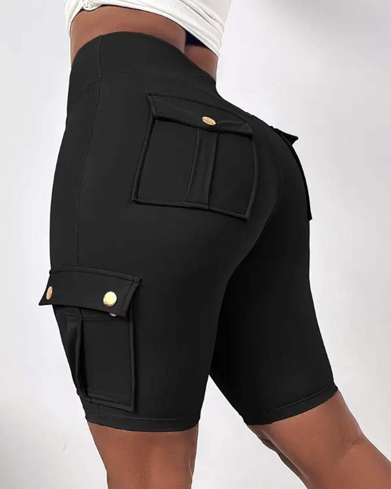 High-Waisted Cargo Pocket Shorts