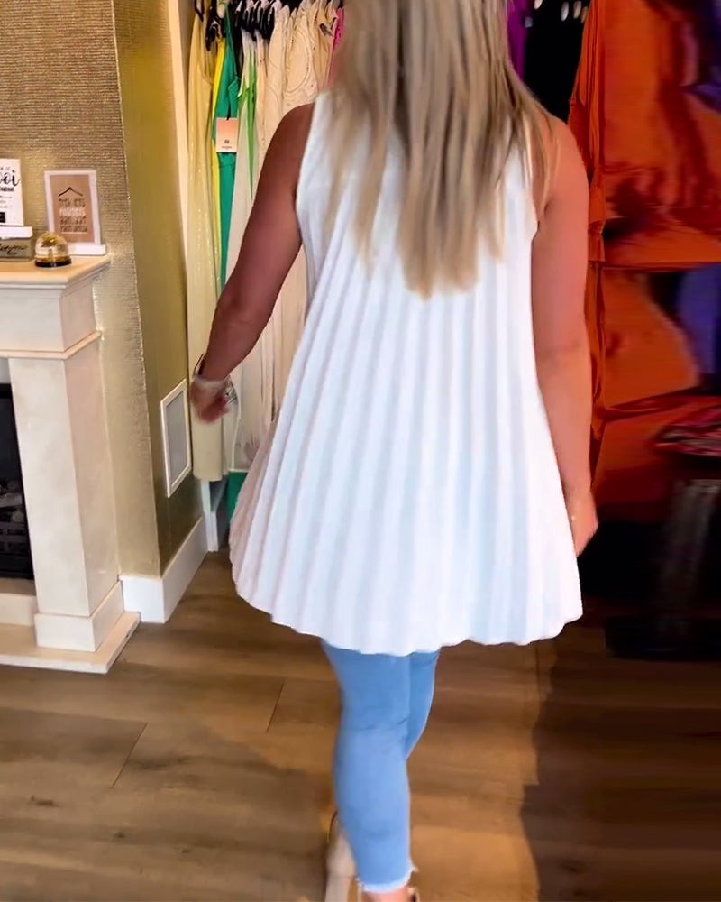 Sleeveless Lapels Shirred Top(Buy 2 Get Free Shipping)