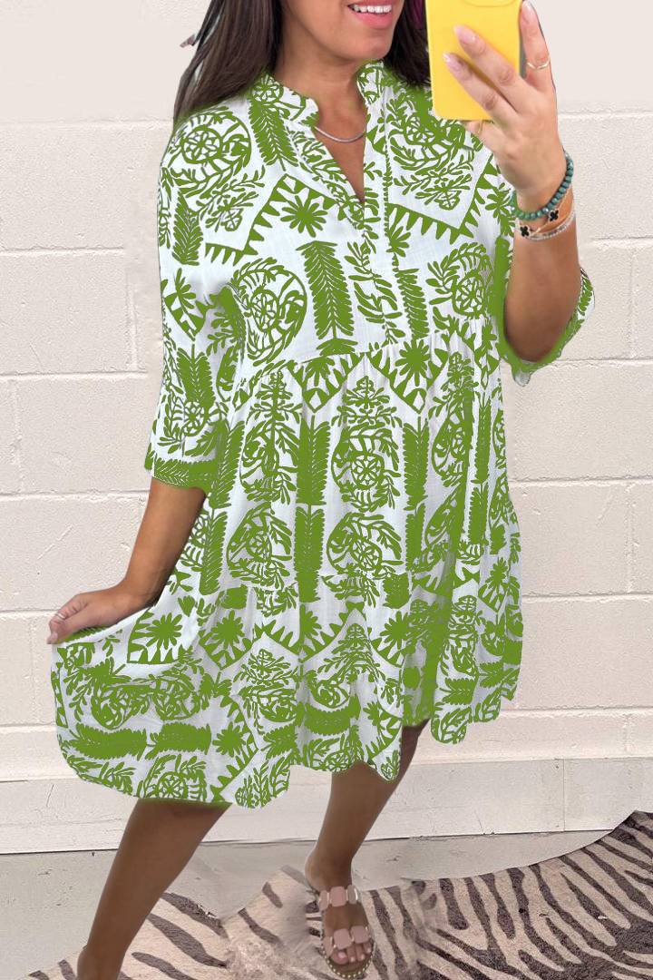 Mosaic Print Smock Dress