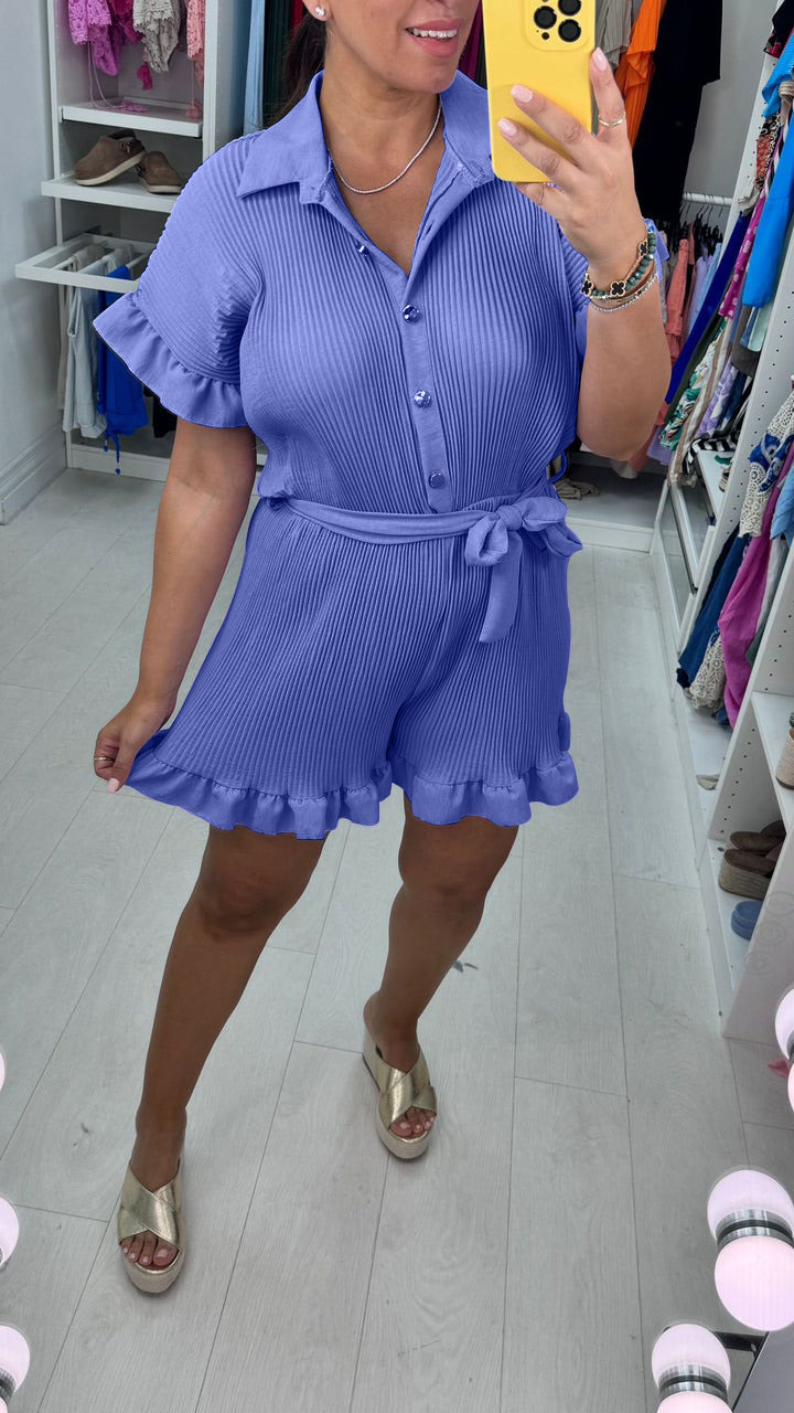 Plain Pleated Playsuit