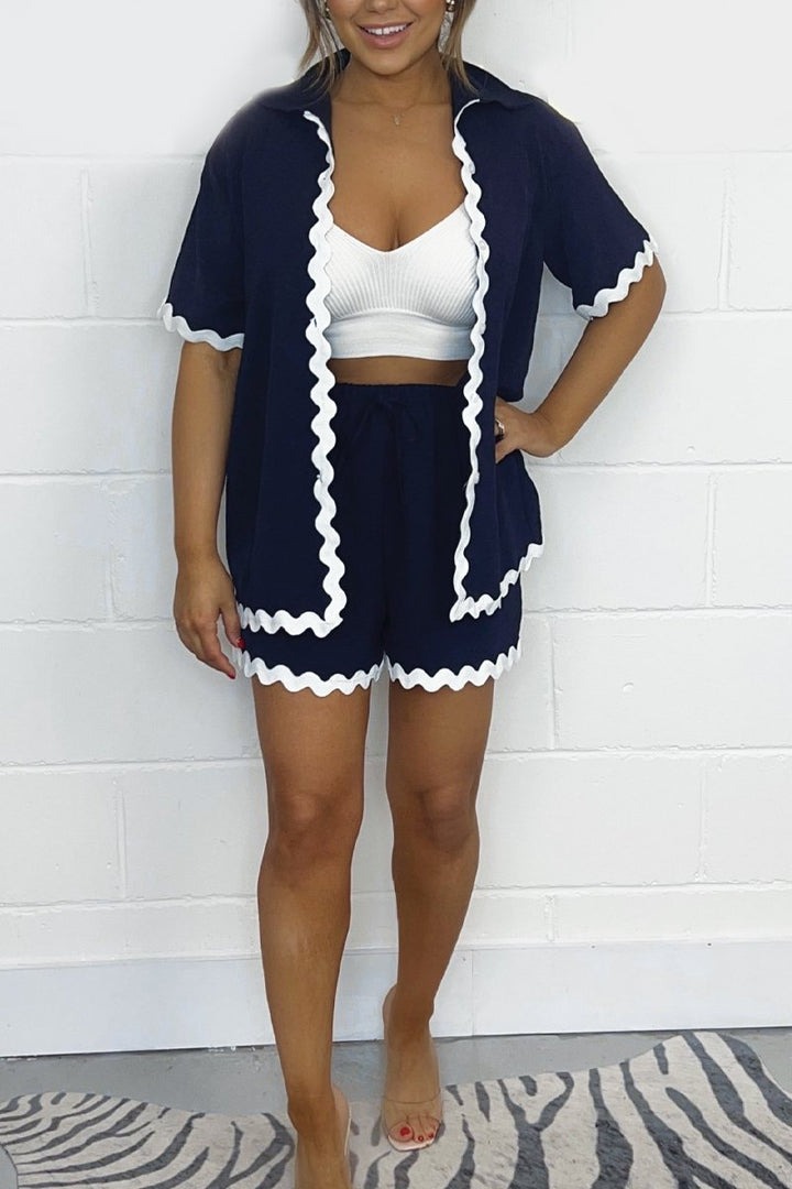 Solid pleated casual suit