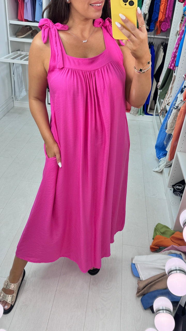 Plain Tie Strap Maxi Dress