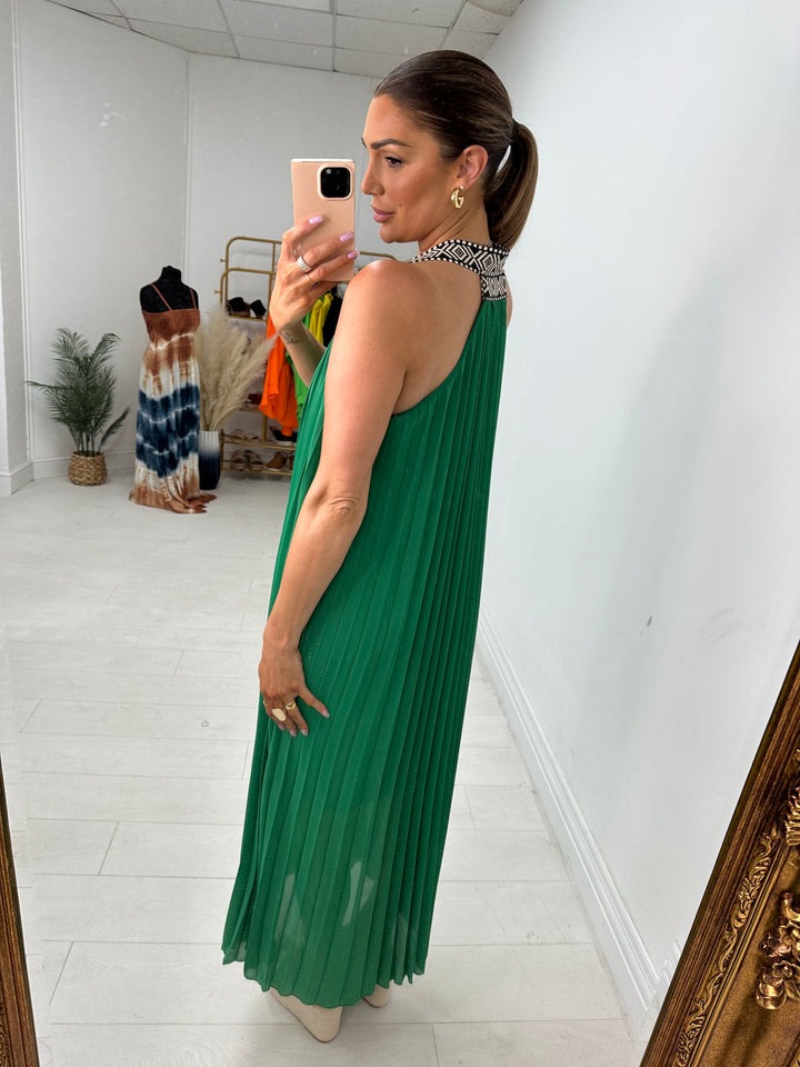 Pleated Racerback Maxi Dress