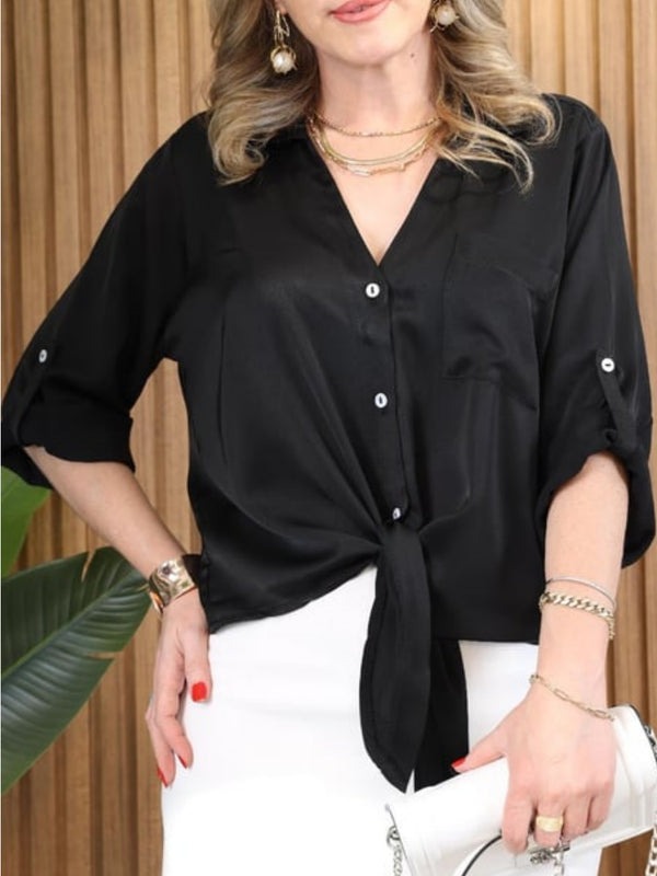 WOMEN'S CASUAL SATIN BINDING SHIRT