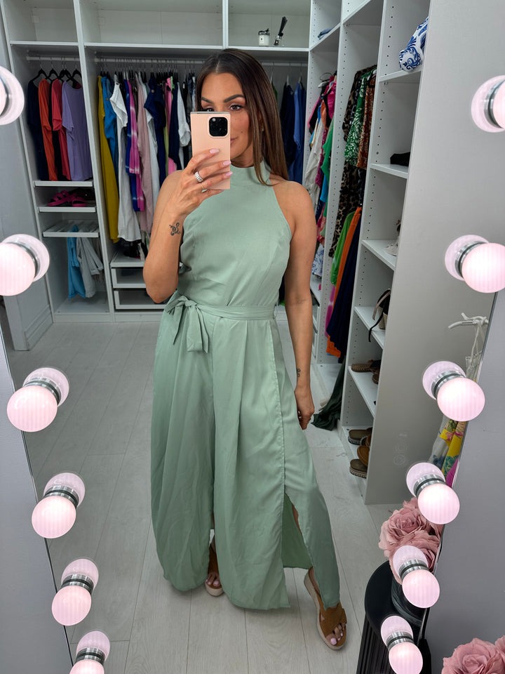 Stunning Halter Sleeveless Wide Leg Jumpsuit