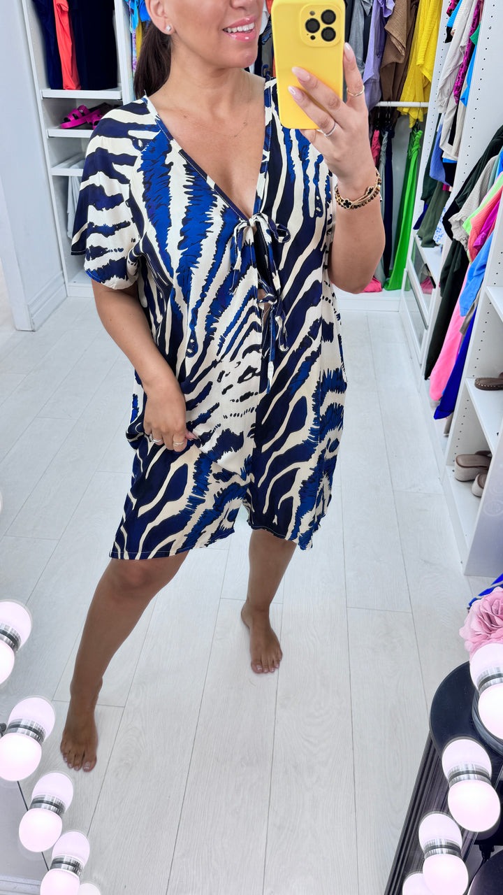 Abstract Tie Front Playsuit