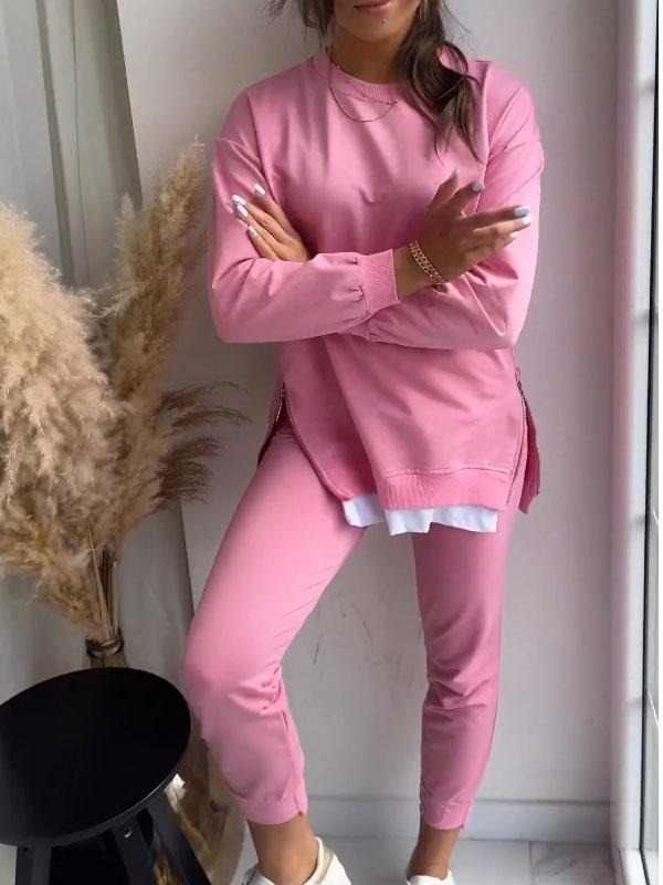 Patchwork Fake Two-piece Top and Pants Sweatshirt Two-piece Set