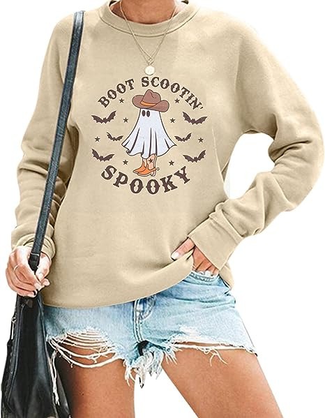 Halloween Sweatshirt Women Cute Spooky Embroidered Pullover Top(50% OFF🔥)