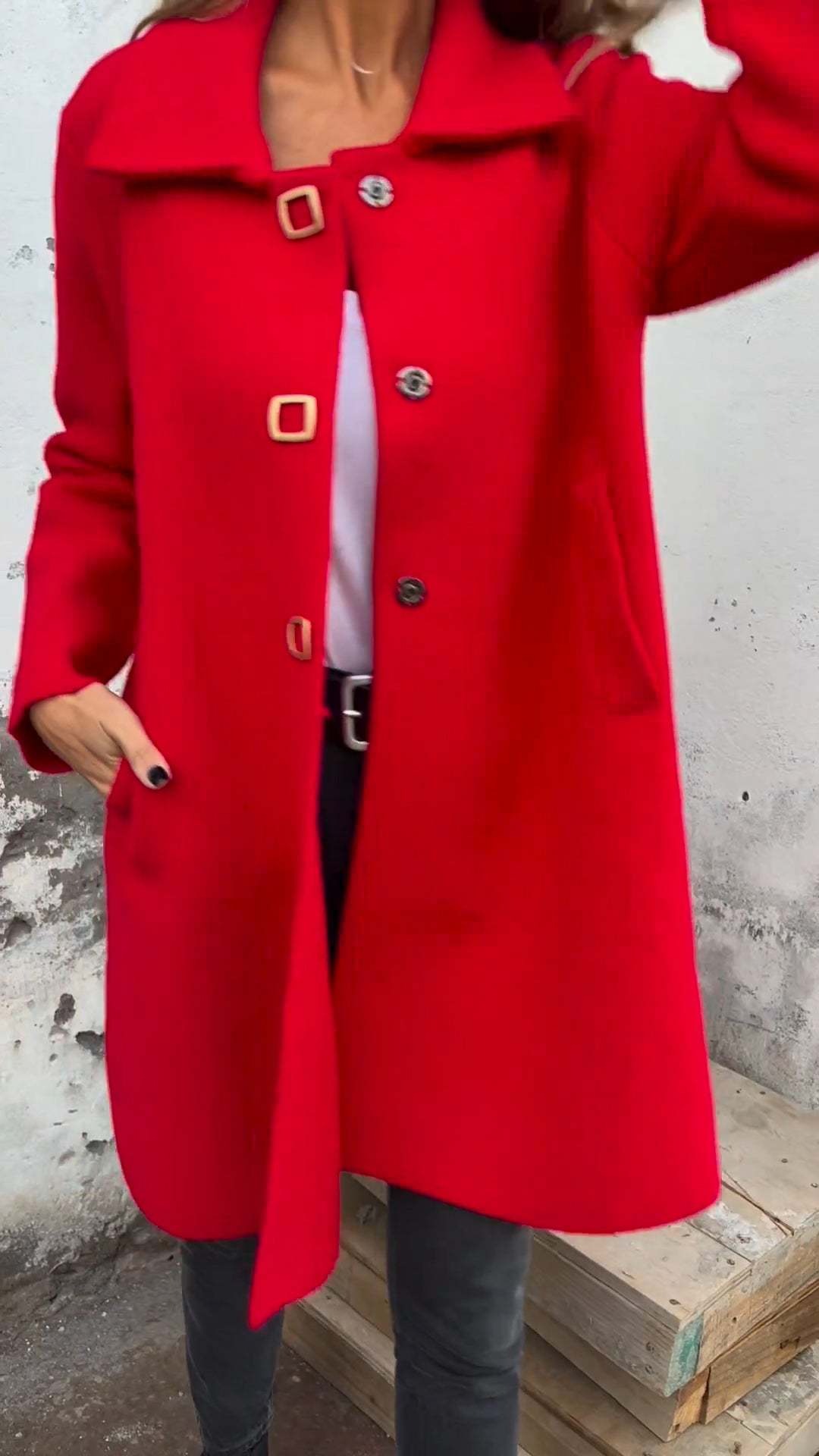 Lapel Long Sleeve Casual Autumn and Winter Coat