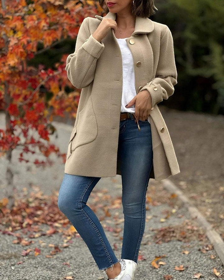 Women's Solid Color Casual Side Bow Coat