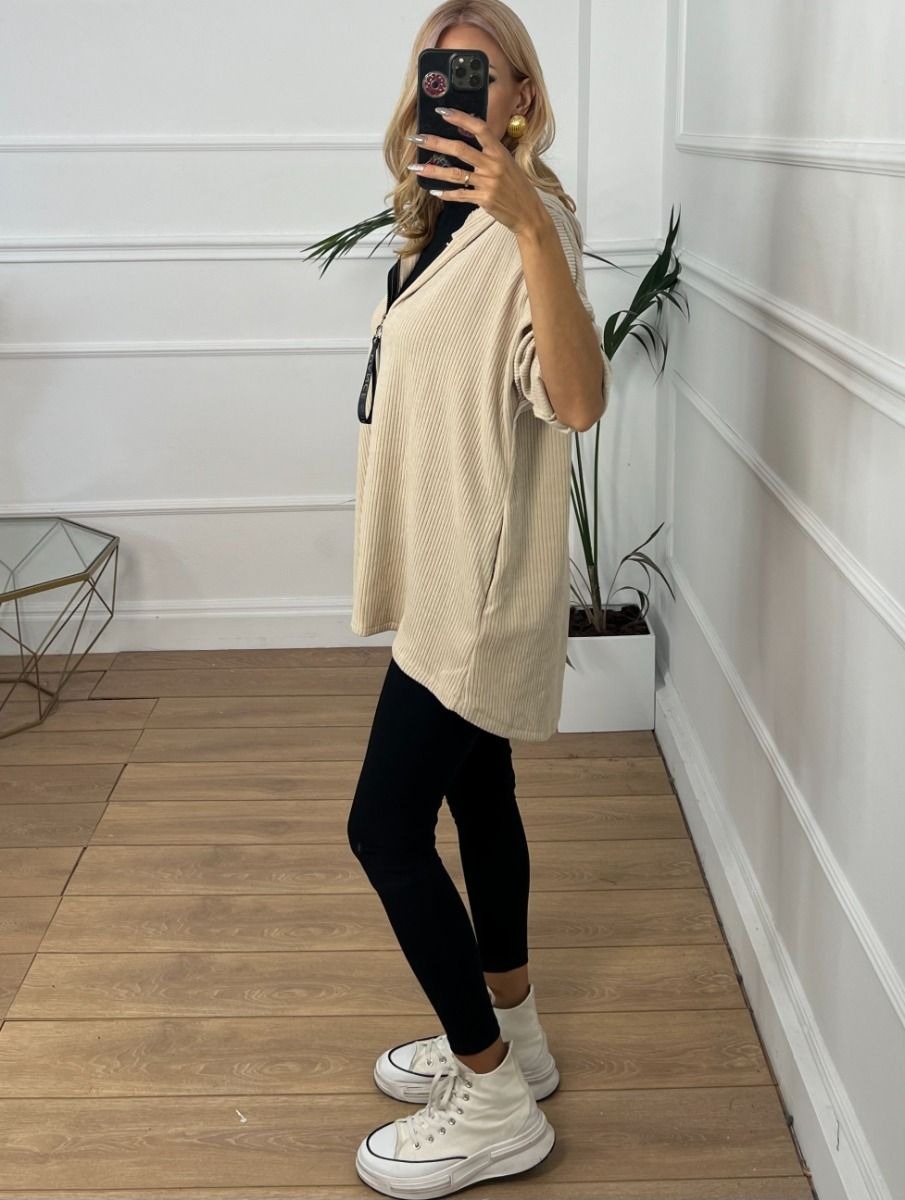 Casual Solid Color Zipper Hooded Coat