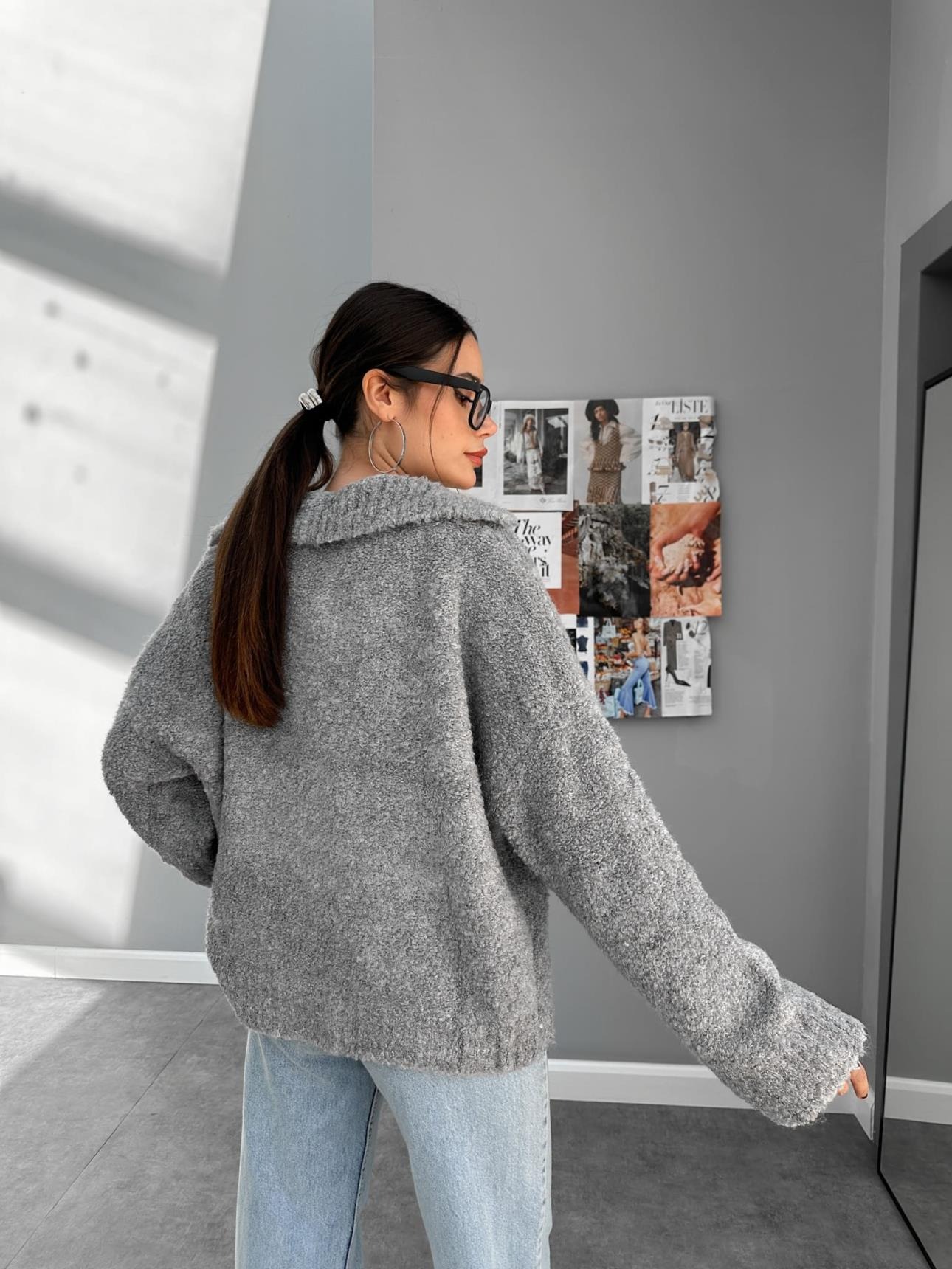 V Neck Loose Collar Sweater