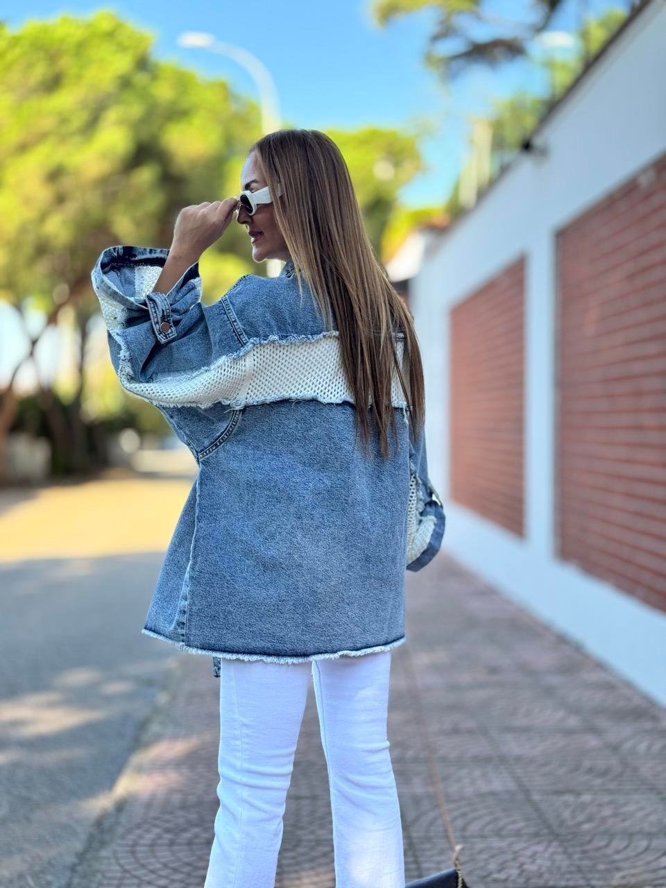 Patchwork Lapel Jean Jacket