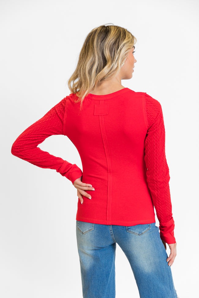 Knit Long Sleeve Button Top