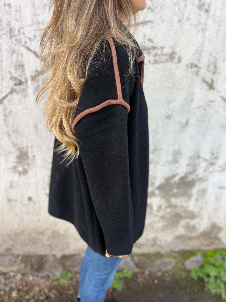 Lapel Button Woolen Coat