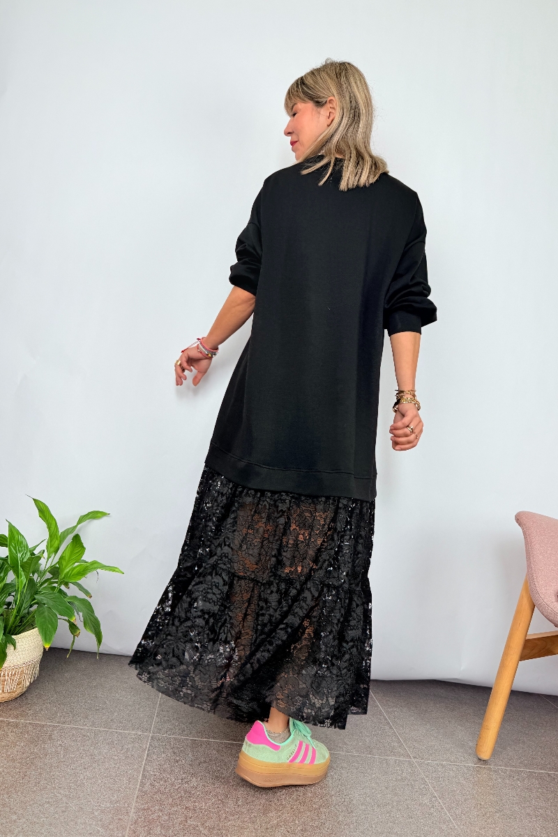 Round Neck Patchwork Hollow Loose Dress