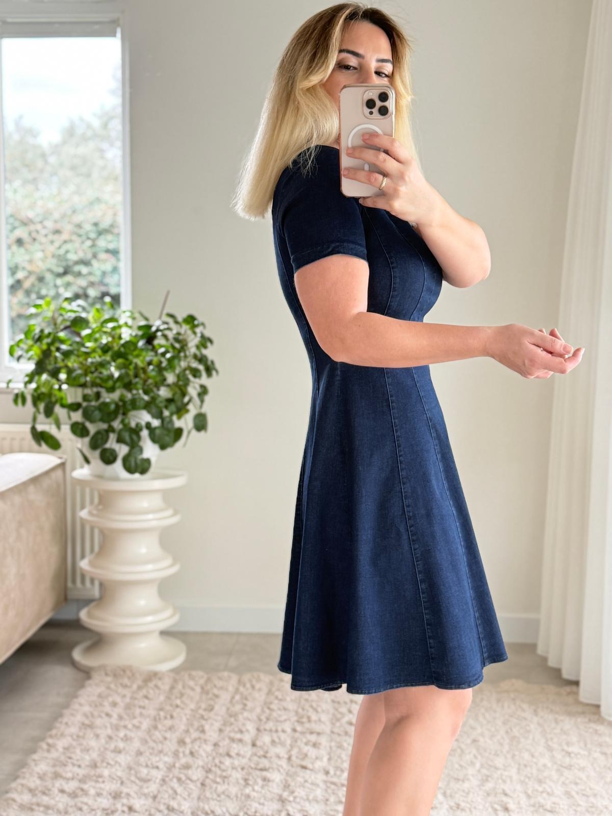V-Neck Sutures Denim Dress