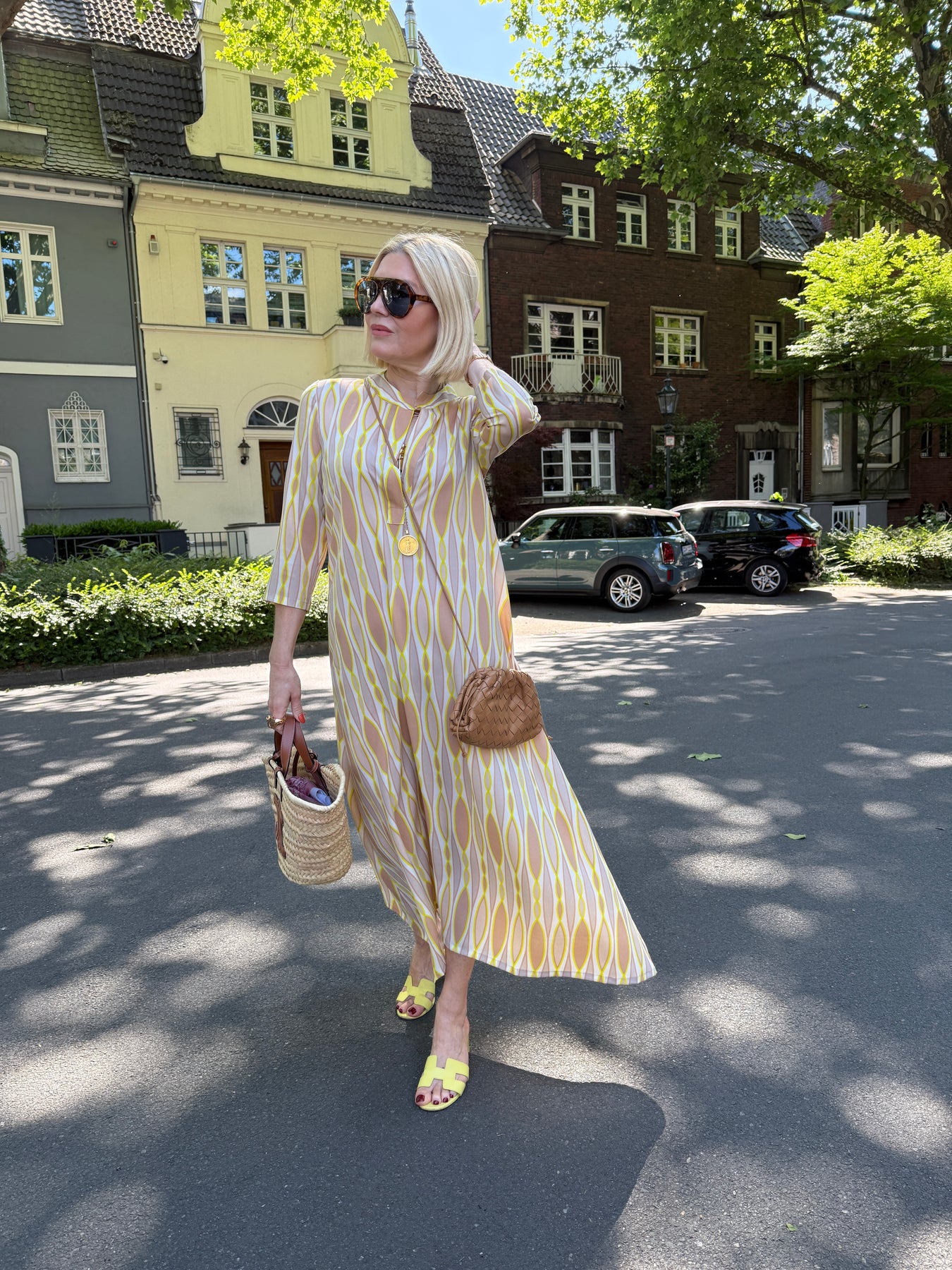 Flowy Abstract Print Midi Dress