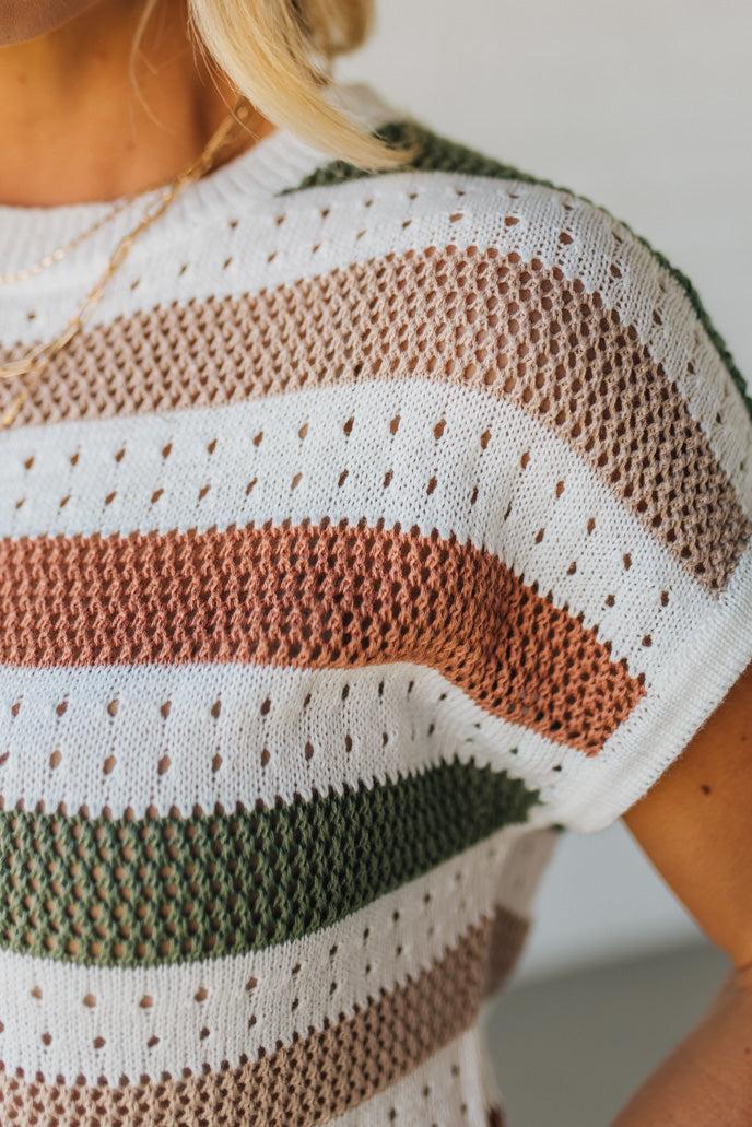 Striped and Textured Low Gauge Sweater
