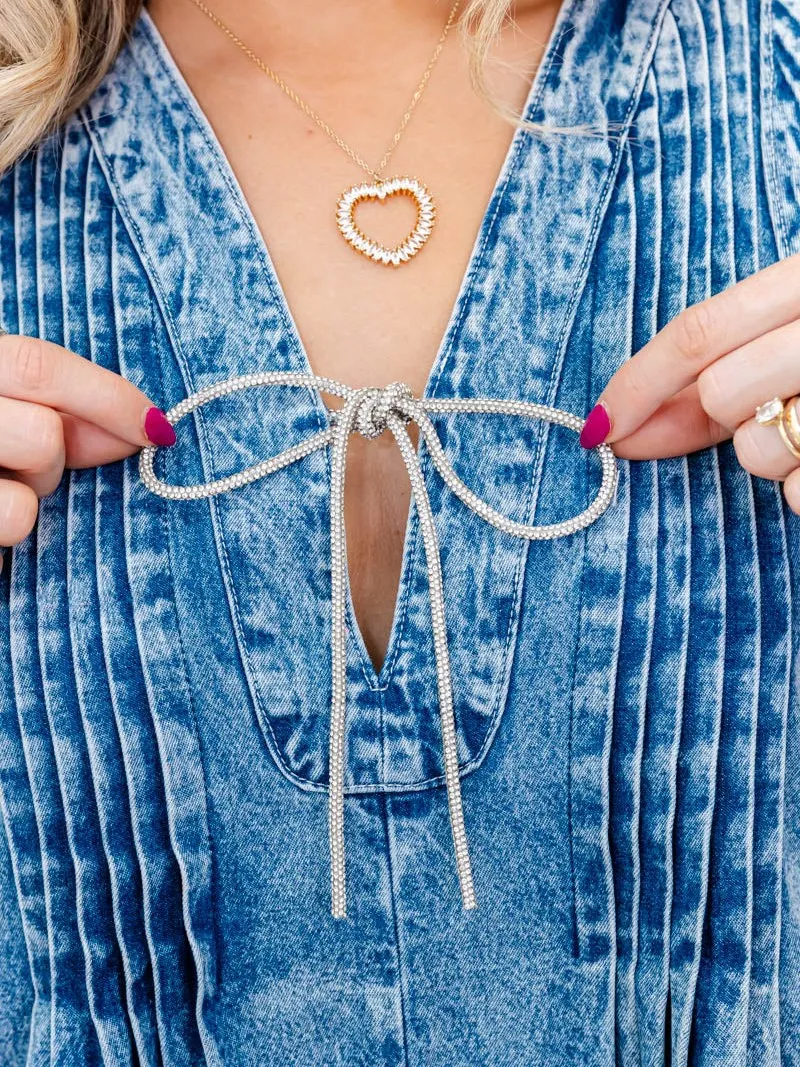 Women's Sparkly Rhinestone Denim Romper
