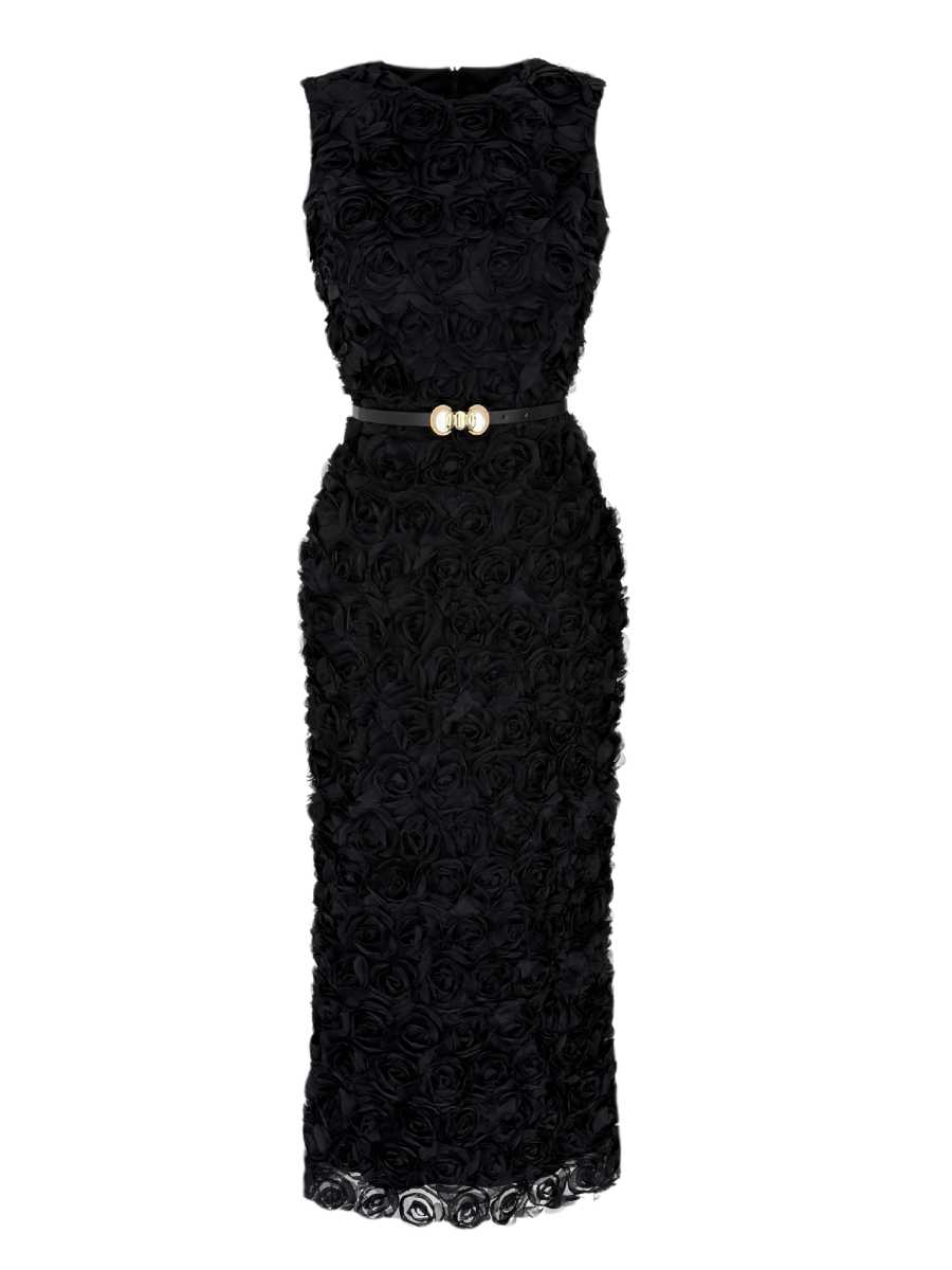 Sleeveless Rose Embellished Maxi Dress