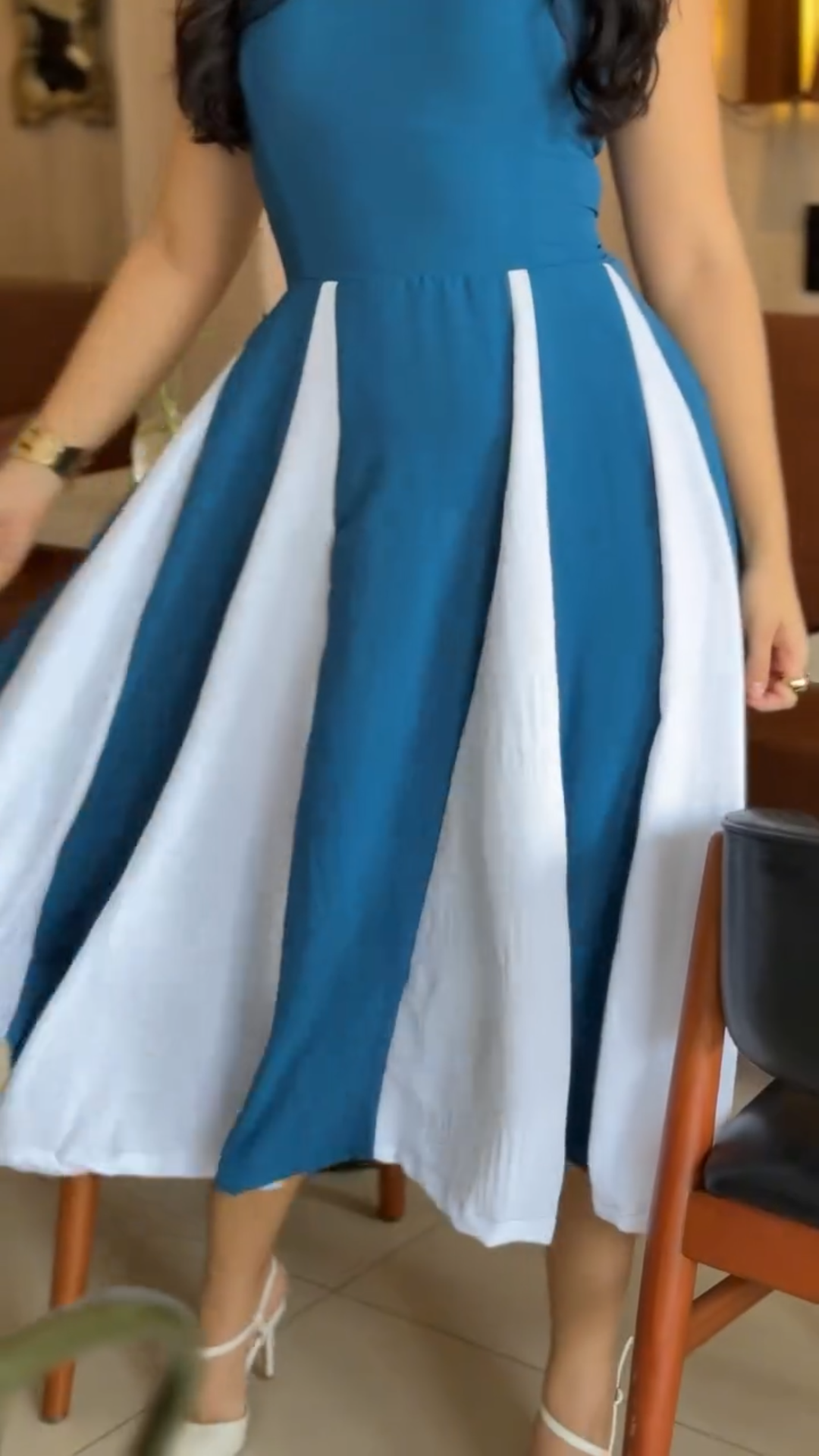 [Copy]Spaghetti Strap Colorblock Spring Women's Dress