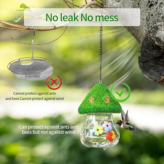 Cute Mushroom Shape Bird Water Feeder for Outside Wild Bird, Gift for