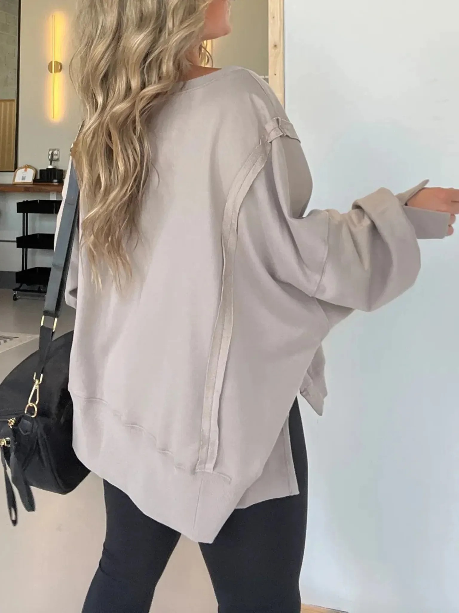 WOMEN'S CASUAL SLIT SWEATSHIRT