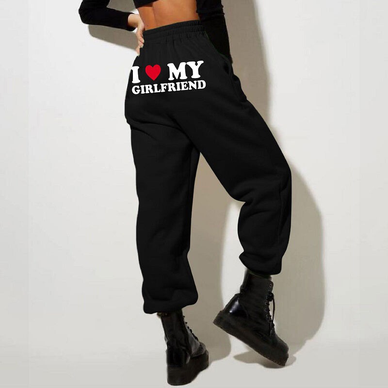 I Love My BF/GF with Heart Pattern Pants Valentine's Day Gift for Lover