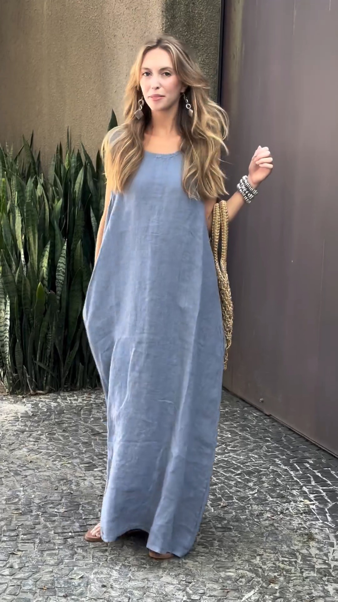 Solid Linen Maxi Dress