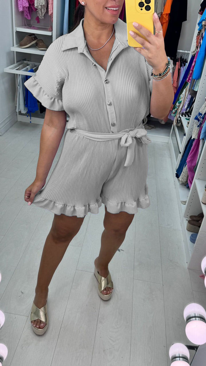 Plain Pleated Playsuit