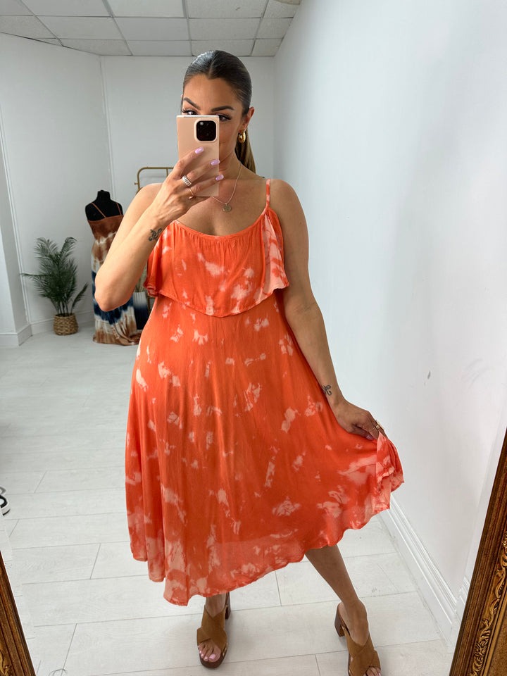 Tie Dye Drop Shoulder Midi Dress