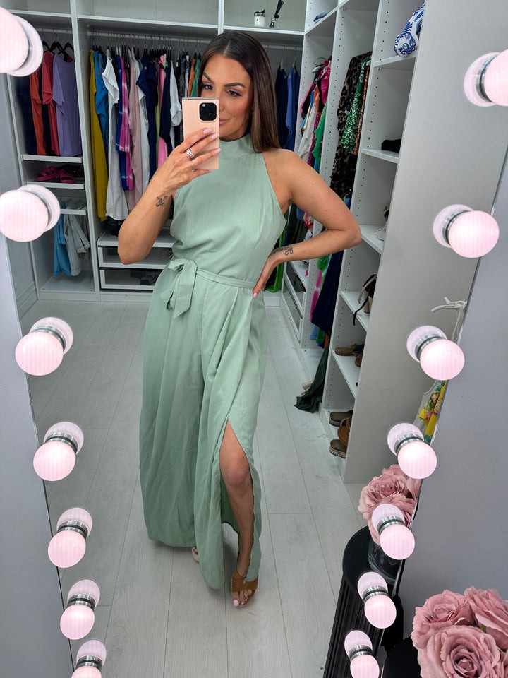 Stunning Halter Sleeveless Wide Leg Jumpsuit
