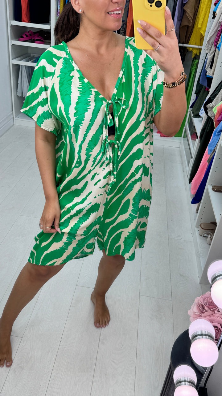 Abstract Tie Front Playsuit