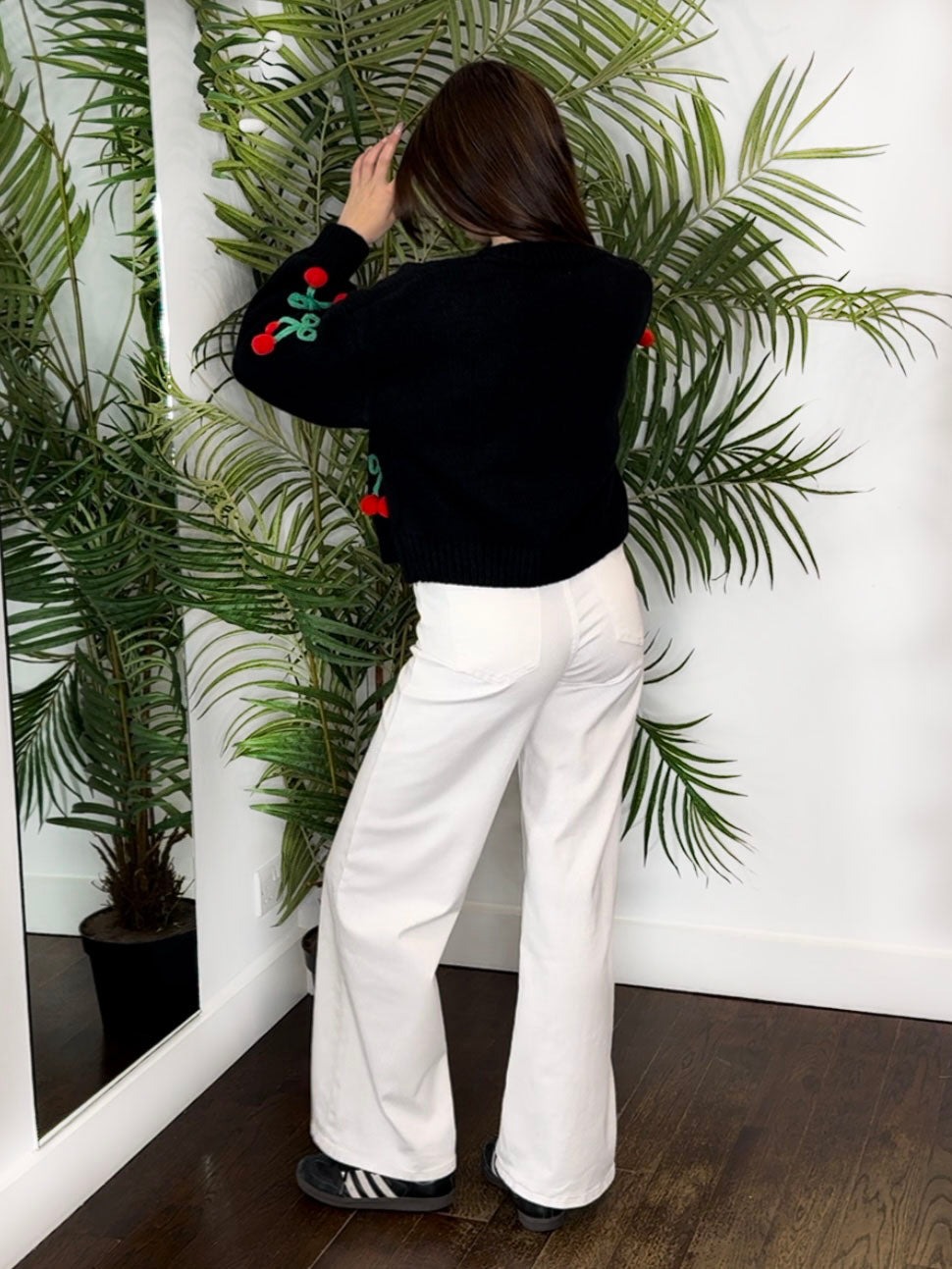 Cherry Cropped Knit Cardigan