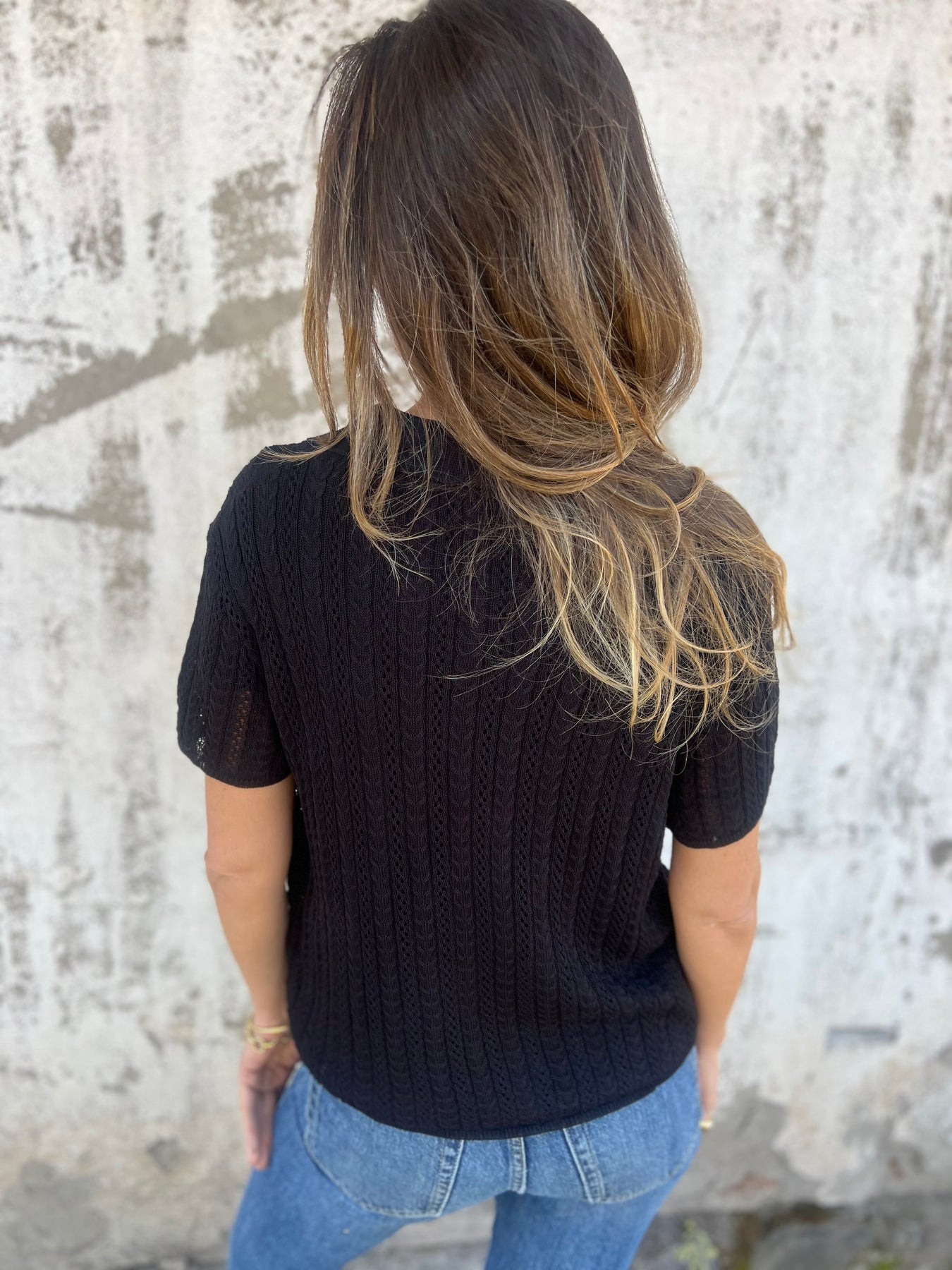 Lapel Hollow Button Shirt