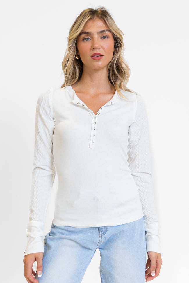 Knit Long Sleeve Button Top