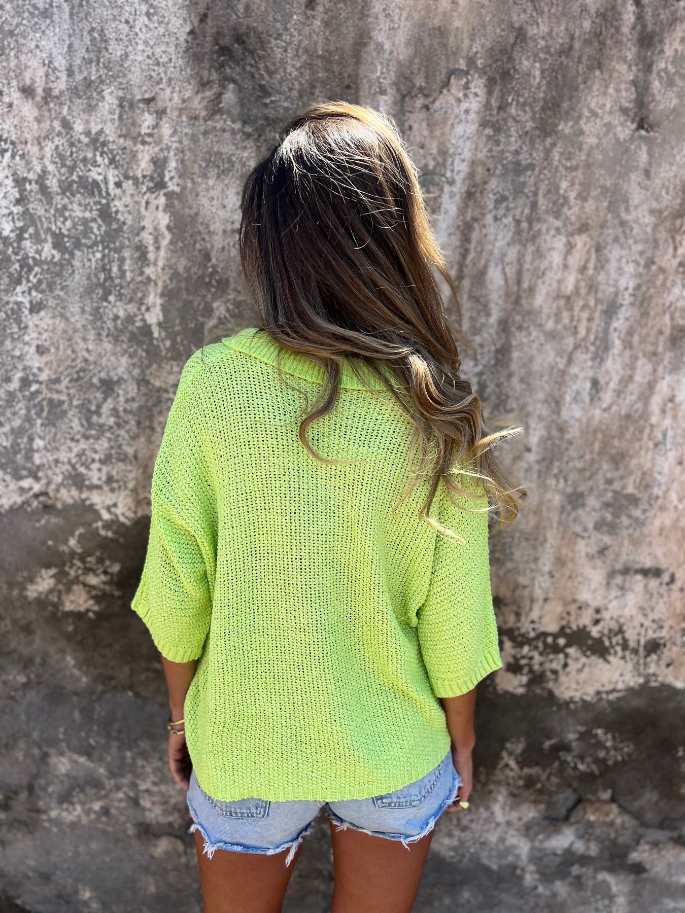 3/4 Sleeve Knitted Lapel Sweater