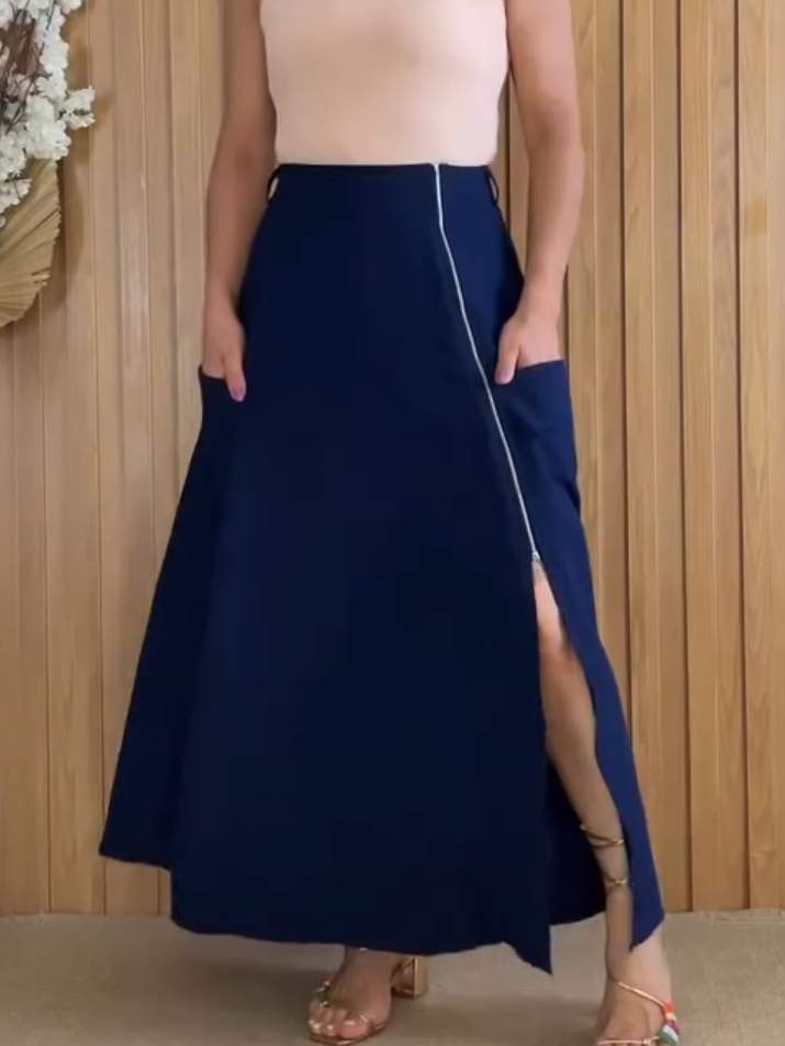 Stylish Side Zip Maxi Skirt