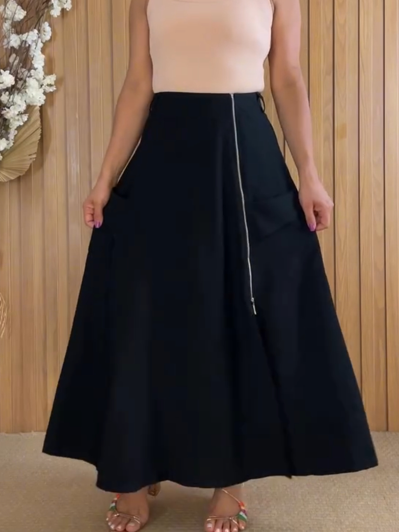 Stylish Side Zip Maxi Skirt