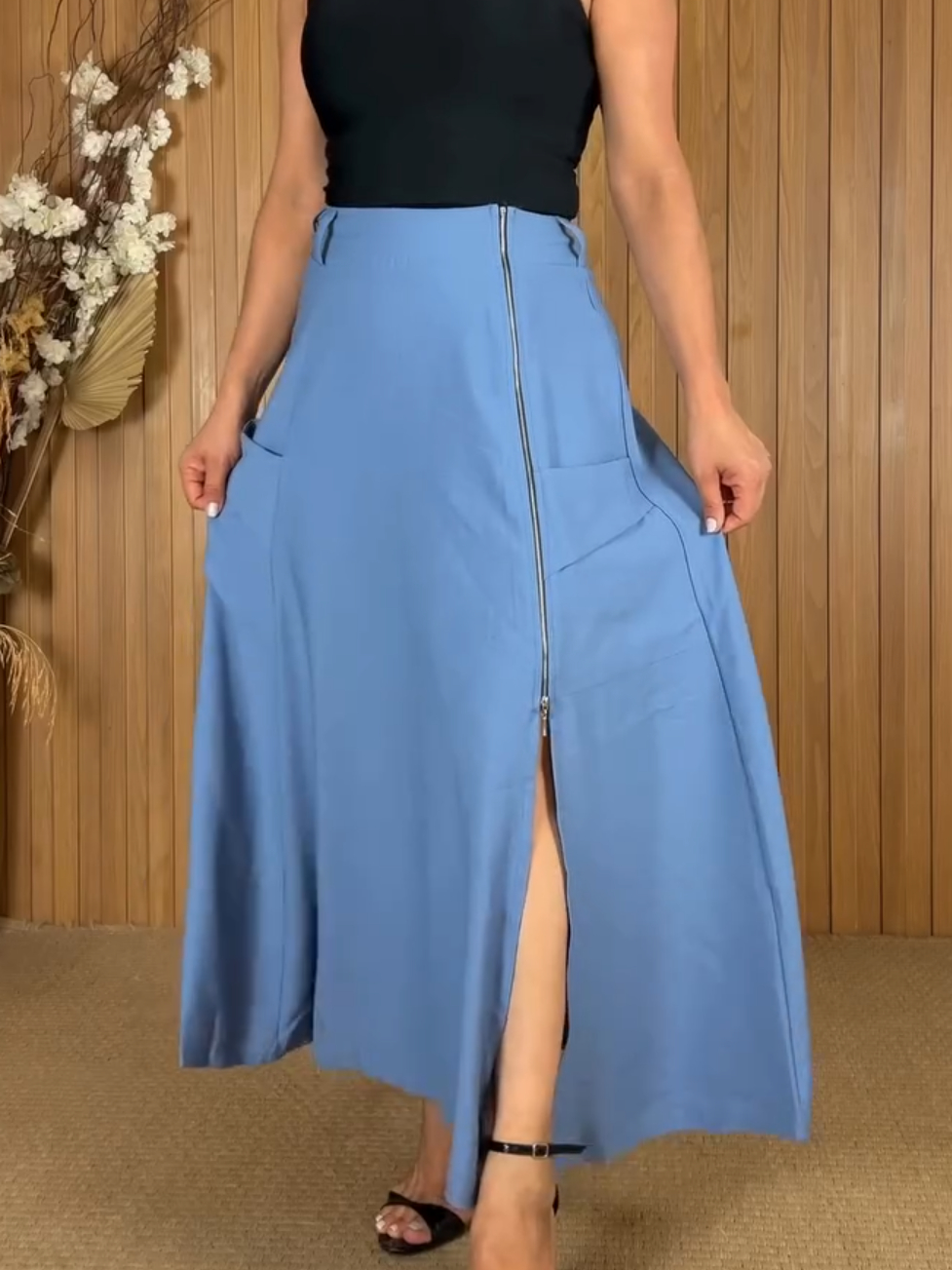 Stylish Side Zip Maxi Skirt