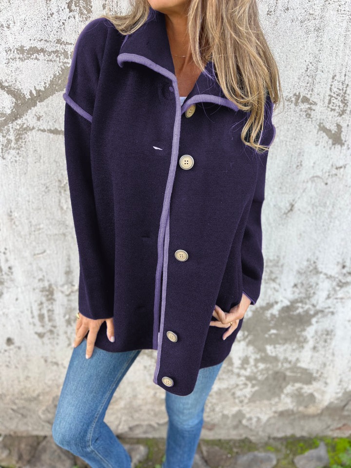 Lapel Button Woolen Coat