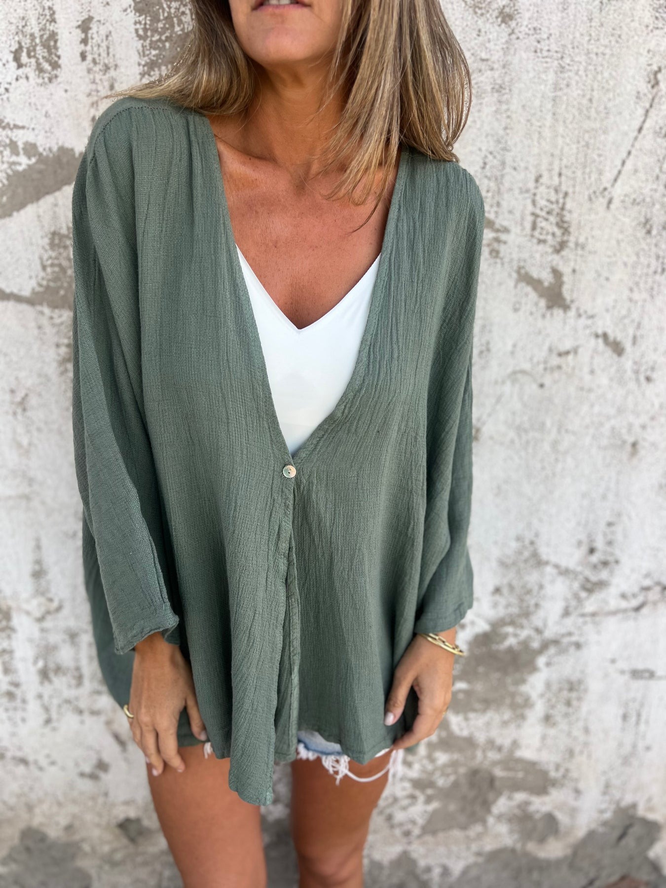 One Button Loose Cardigan
