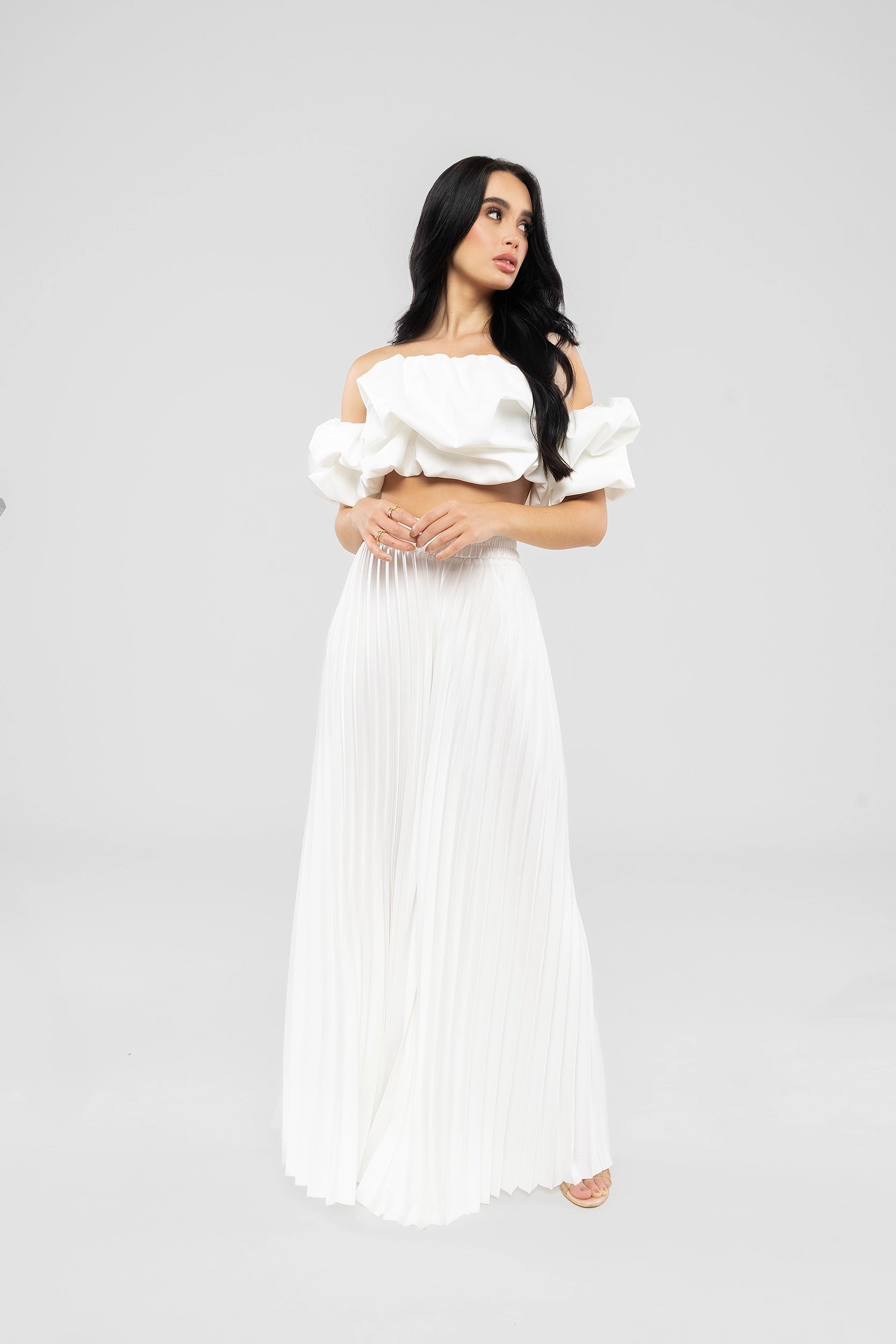 High-Waisted Pleated Wide-Leg Pants