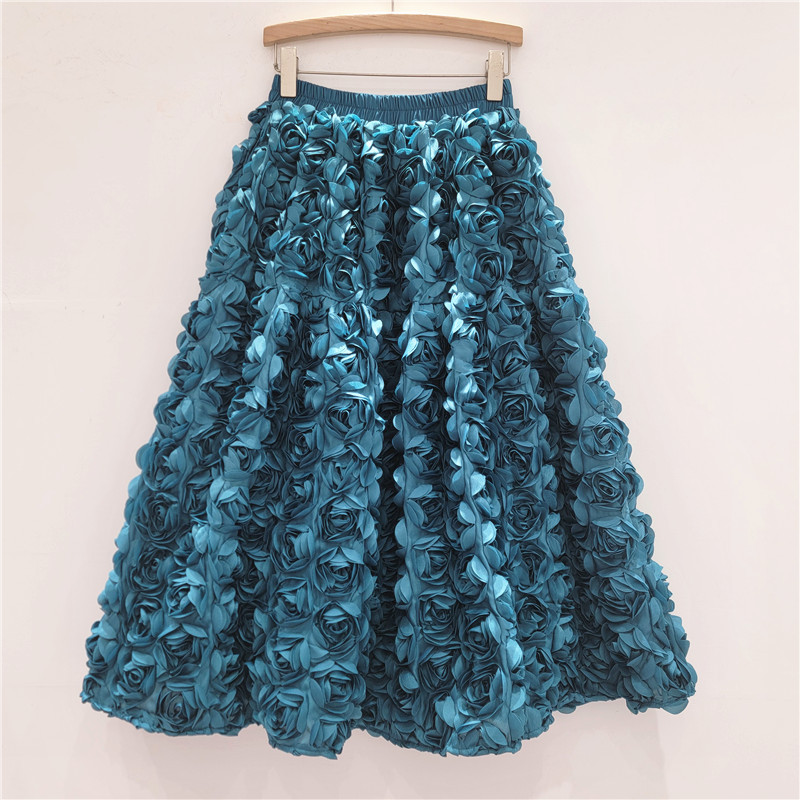 High Waist 3D Floral Skirt