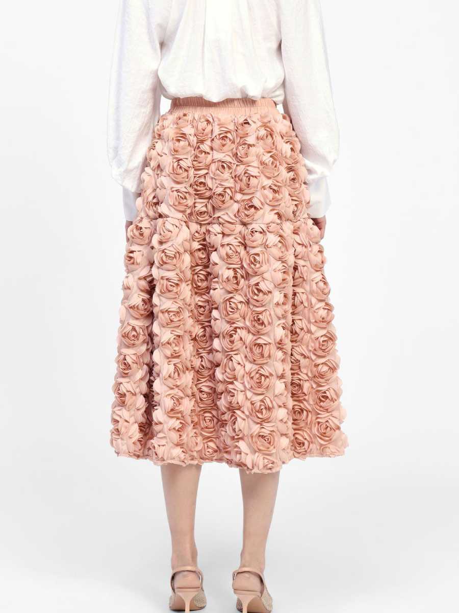 High Waist 3D Floral Skirt